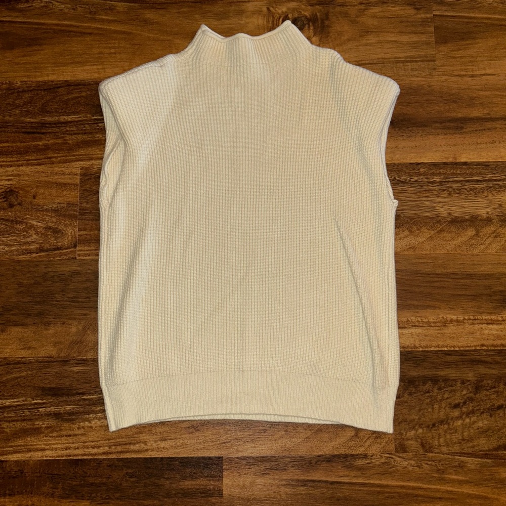 Cream Sleeveless Mock Neck Sweater